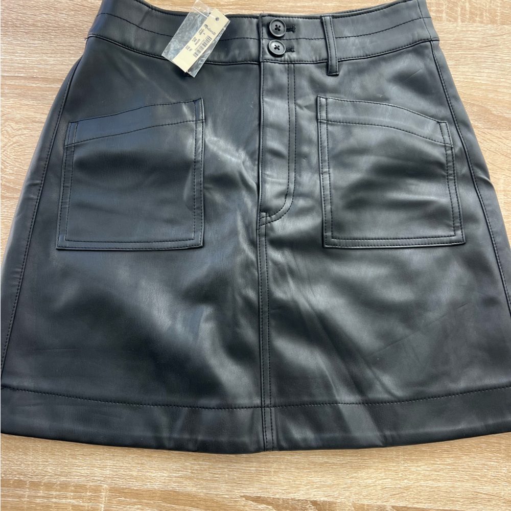 Madewell Black Vegan Leather Skirt